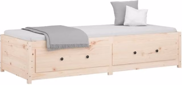 Berkfield Home Beautiful Day Bed in Natural Solid Pine with Drawers, W/D/H: 200 x 90 x 44 cm