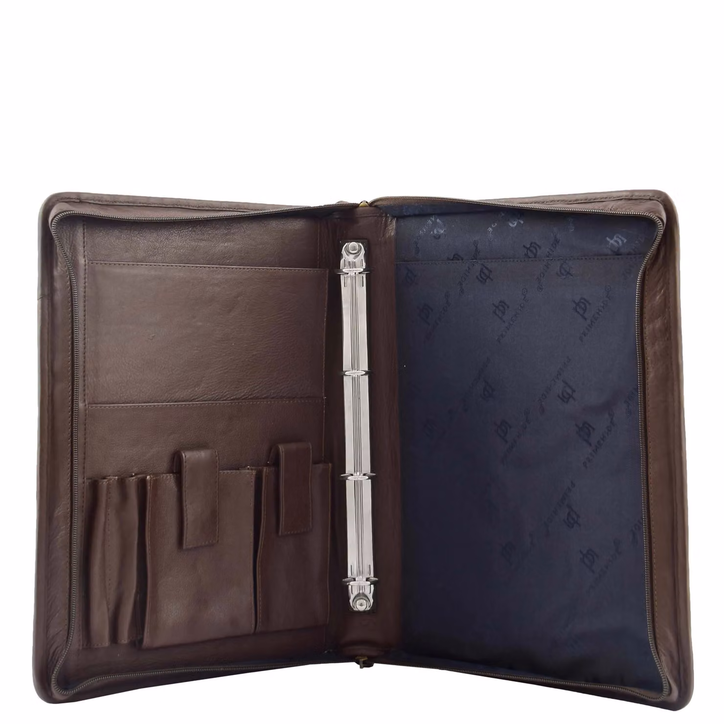 House of Leather Real Leather Portfolio Case Ring Binder Organiser HL49 Black and Brown Large – 3
