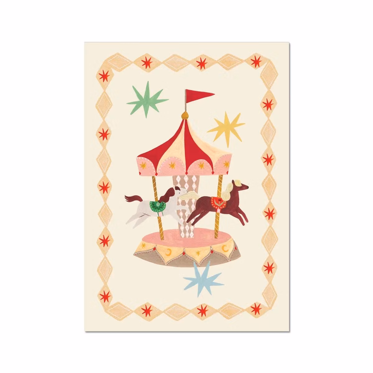 Kid of the Village The Magic Carousel Multicolour Fine Art Paper Print, W: 30 cm, H: 40 cm – 2