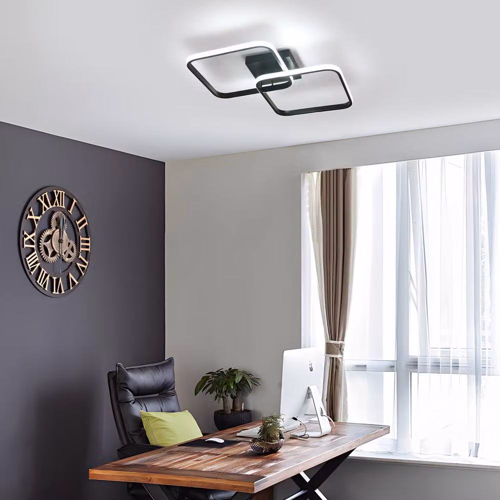 Pheashine Black Square LED Ceiling Light, 50W Dimmable with Remote Control – 6