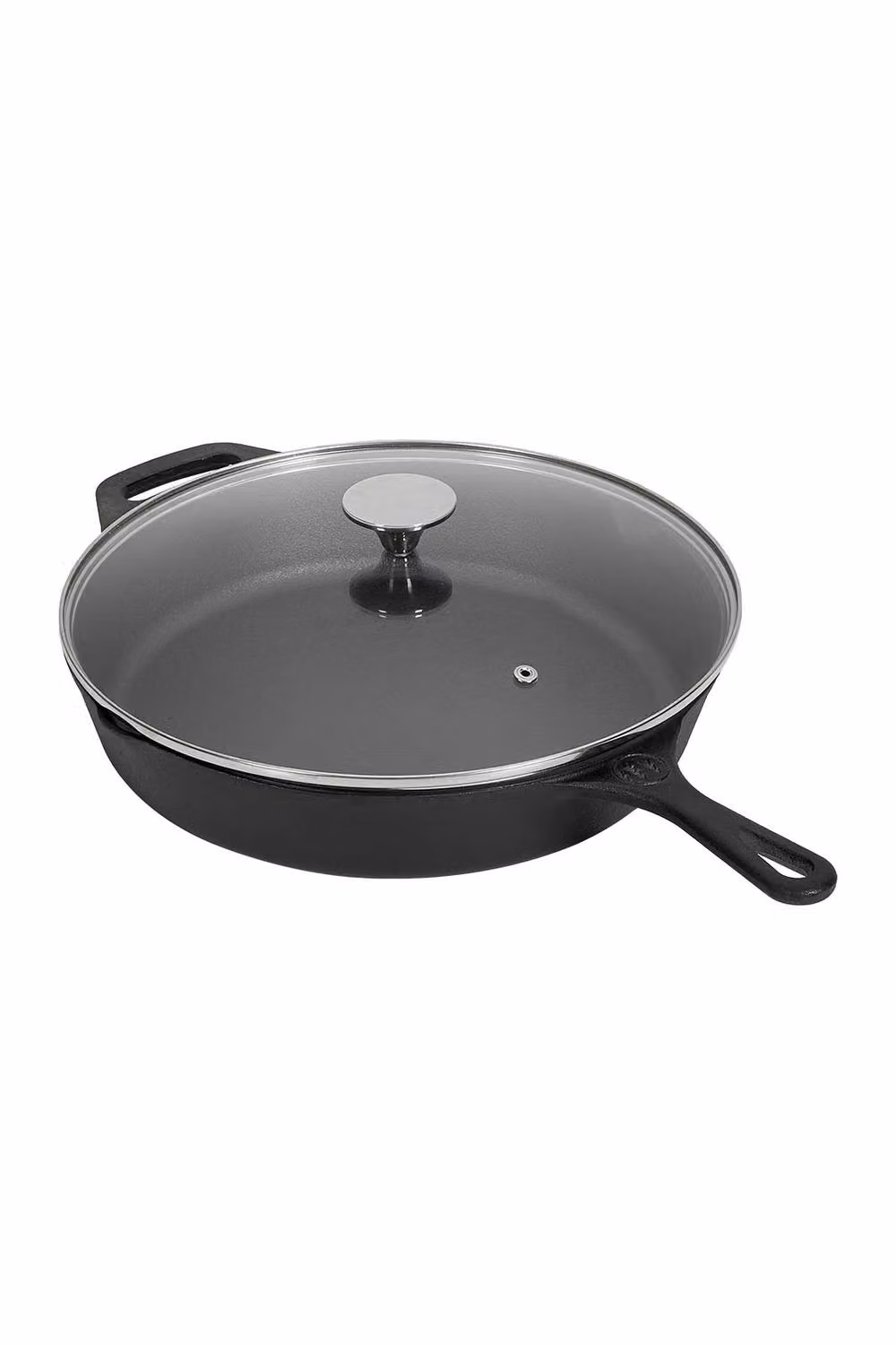 Living and Home Uncoated Cast Iron Frying Pan with Glass Lid and Handle in Black – 3