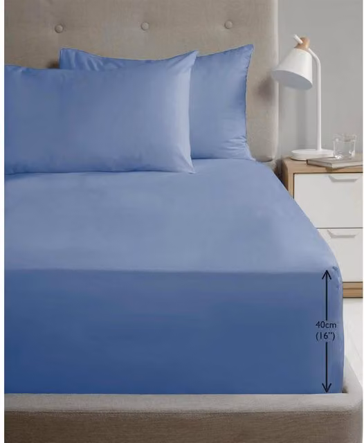 Rapport Home Plain Blue Percale Pillowcase Pair