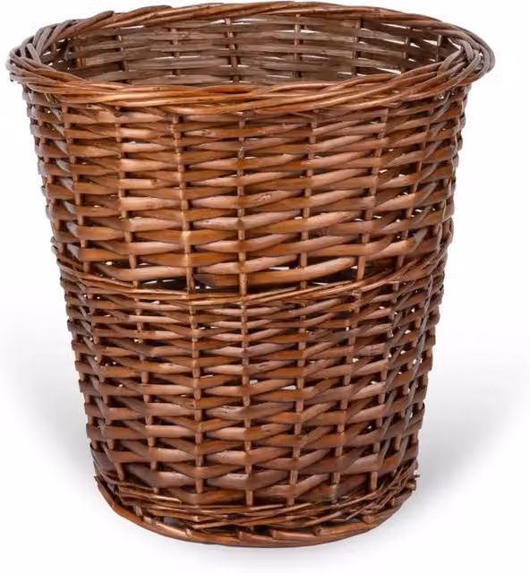 SPETLEK Small Woven Wicker Waste Paper Basket in Brown – 1