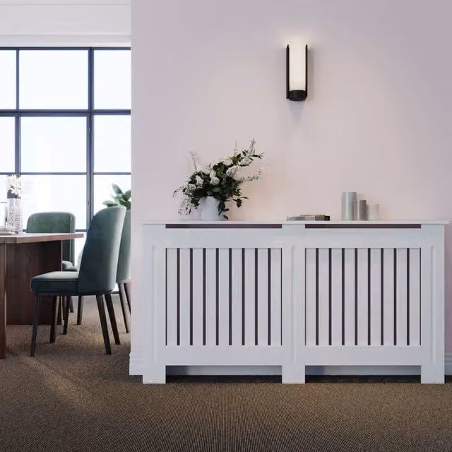 ERGOVEXA Tradition MDF Vertical Slatted Wood Cabinet Grille Cover, White, H 152.0 x W 81.5 x D 19.0 cm – 1