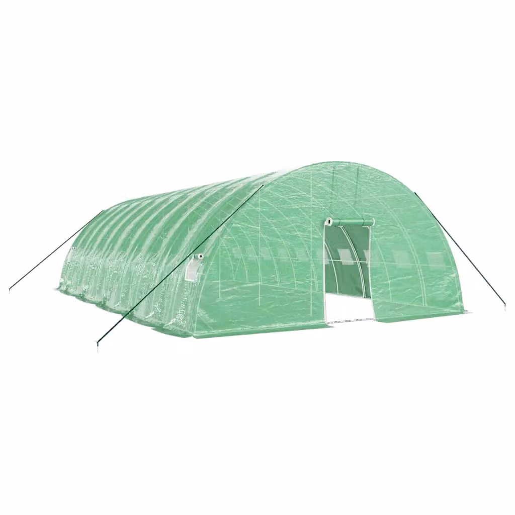 Berkfield Home Green Steel Frame Greenhouse with Plastic Windows, W/D/H: 10 x 6 x 2.85 m – 2