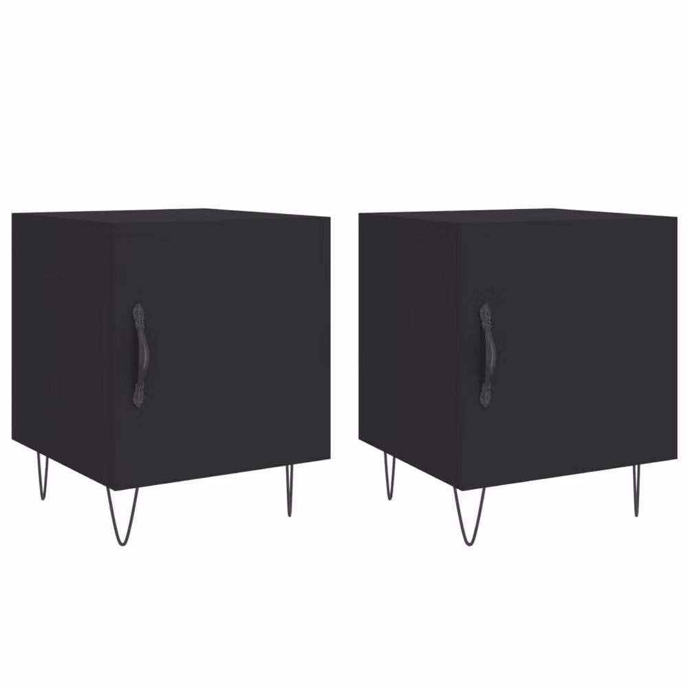 Berkfield Home Modern Bedside Cabinets, 2 Piece Set in Black, W/D/H: 40 x 40 x 50 cm – 2