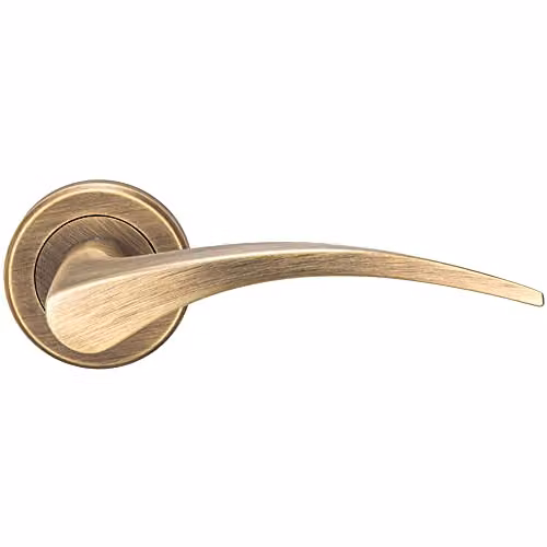 Loops Pair Arched Tapered Handle on Round Rose with Concealed Fix, Antique Brass