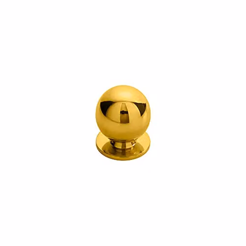 Loops 4 Pack Polished Brass Solid Ball Cupboard Door Knobs, 25mm Diameter – 2