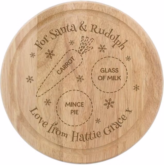 Personalised Memento Company Personalised Christmas Eve Mince Pie Board in Brown Wood