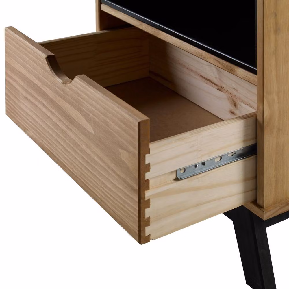 FORGEVIO Mercers Bedside Cabinet in Brown Antique Waxed Solid Pine – 3