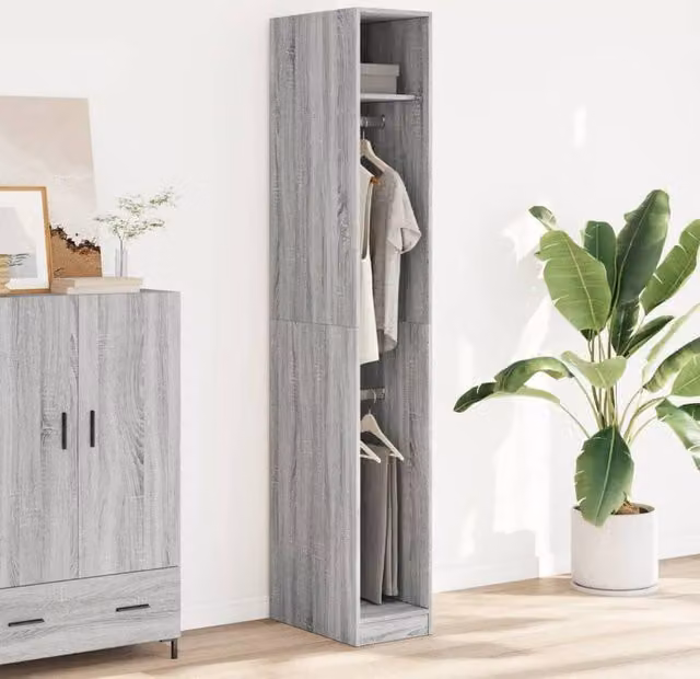 Berkfield Home Sonoma Wardrobe in Grey, W/D/H: 30 x 50 x 200 cm