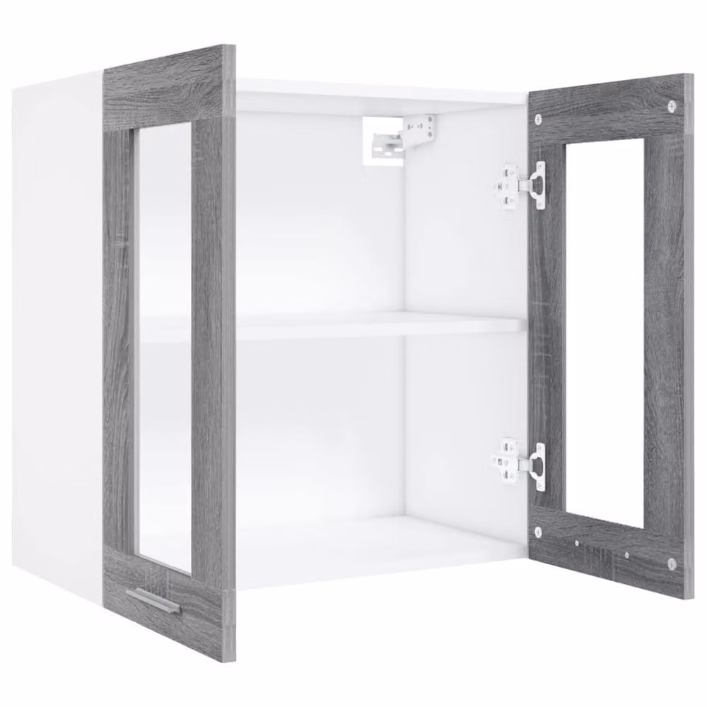 Berkfield Home Sonoma Grey Wall Mounted Hanging Glass Cabinet with Internal Shelves, W/D/H: 60 x 31 x 60 cm – 2