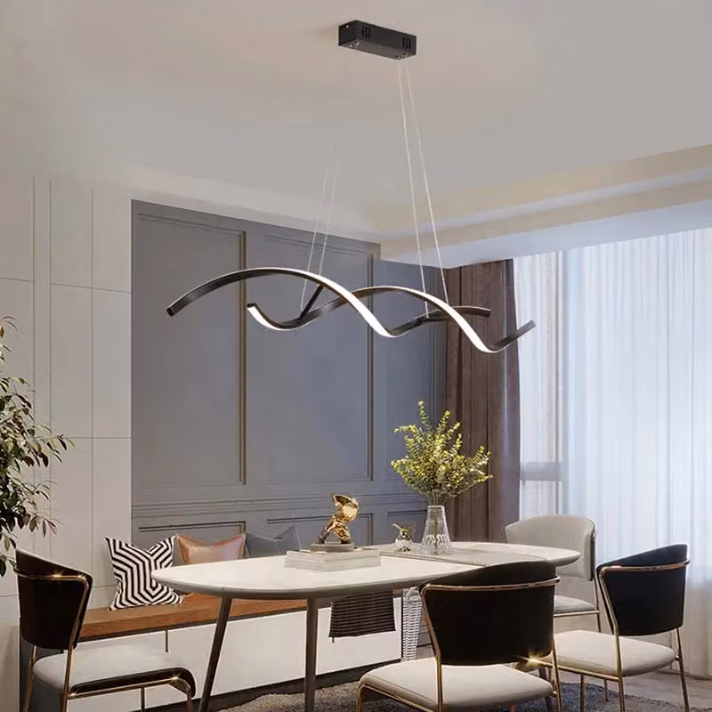 Garwarm Modern Black LED Dimmable Kitchen Island Pendant Light with Remote Control – 2