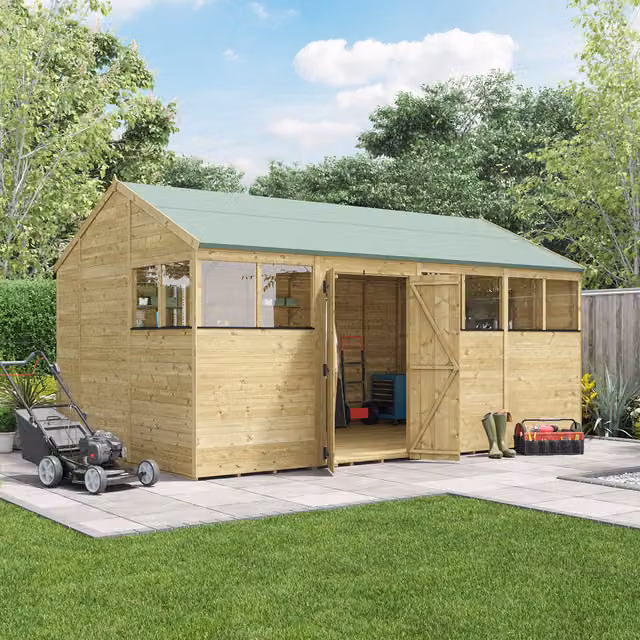 BillyOh Switch Tongue and Groove Apex Wooden Garden Shed with Window, Brown, 16 x 10 ft