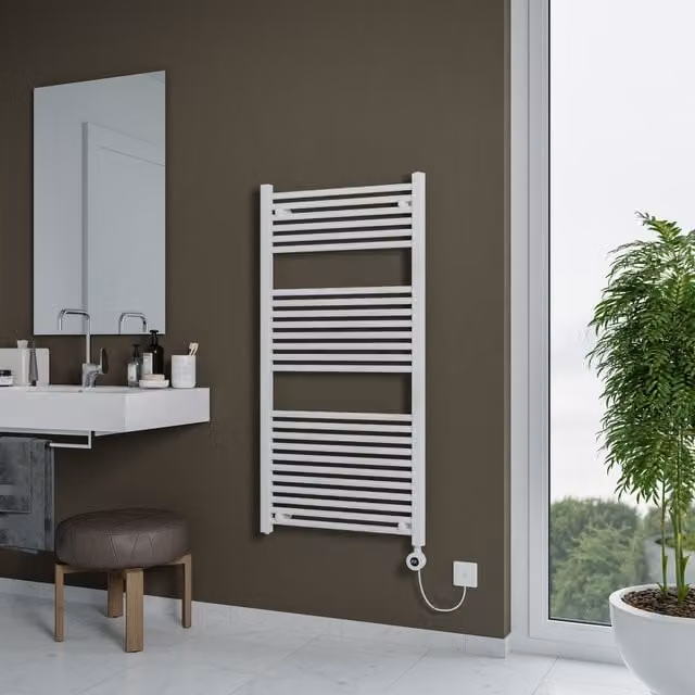 Agadon Grace Electric Designer Towel Radiator in White with App Control and WiFi, W/H: 60 x 60 cm
