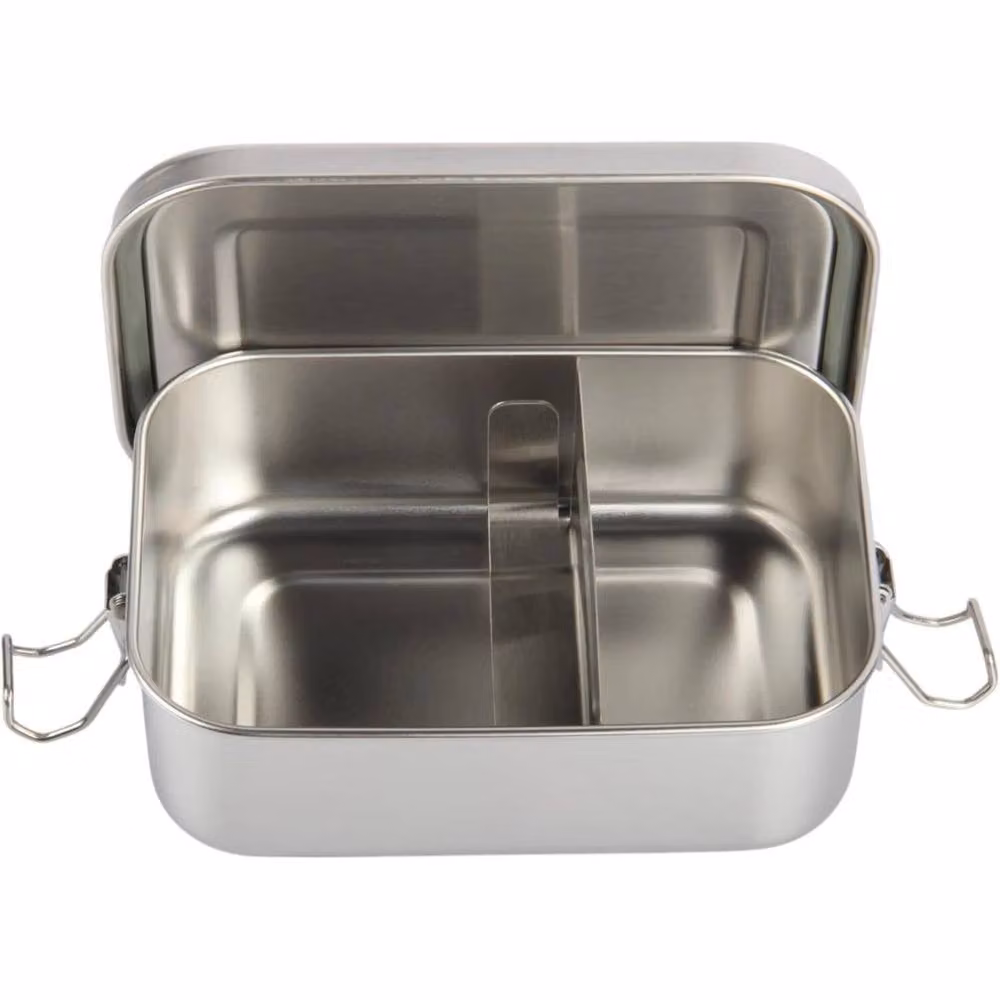 KORVIXA Stainless Steel Bento Lunch Box with Dividers, Silver, 750ml – 2