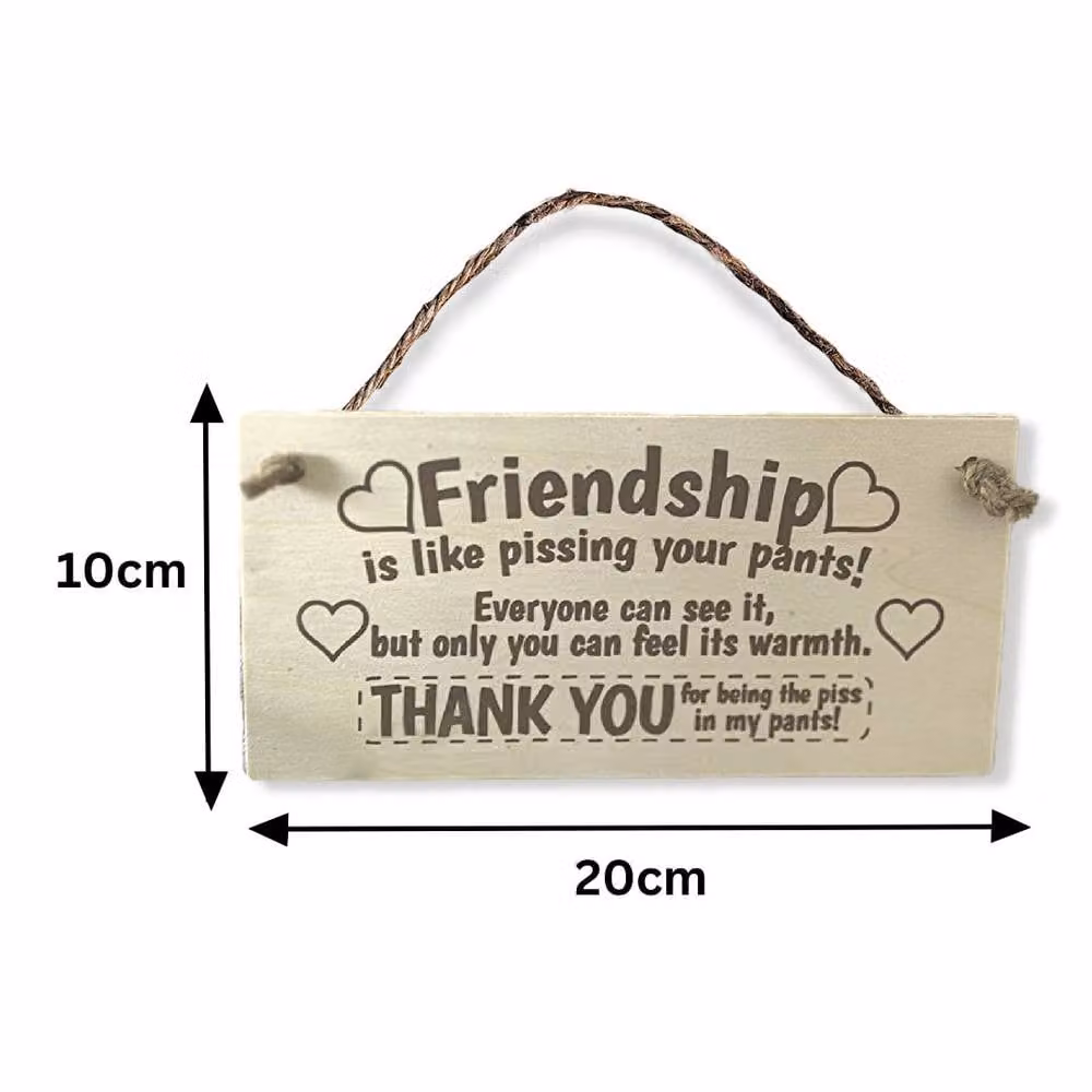 Marco Paul Rustic Wooden Friendship Wall Hanging Plaque in Beige – 2