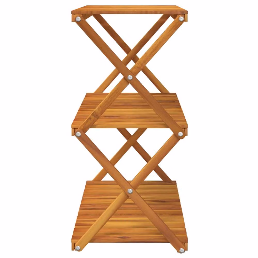 Berkfield Home 3-Tier Folding Acacia Wood Shoe Rack in Brown, W/D/H: 70 x 31 x 63 cm – 3
