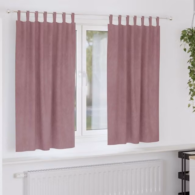 Berkfield Home Pink Polyester Opaque Fabric Panel Curtains W: 140 cm, H: 175 cm – 1
