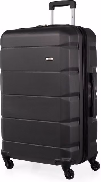 A2B Exodus Hard Sided Hold Suitcase, Large 4 Wheel Checked Travel Luggage in Dark Grey