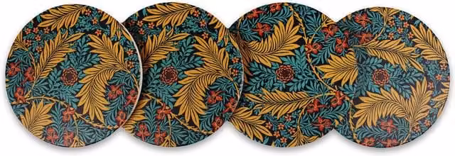 Half Moon Bay William Morris Floral Ceramic Coaster Set of 4 in Multicolour and Blue – 1