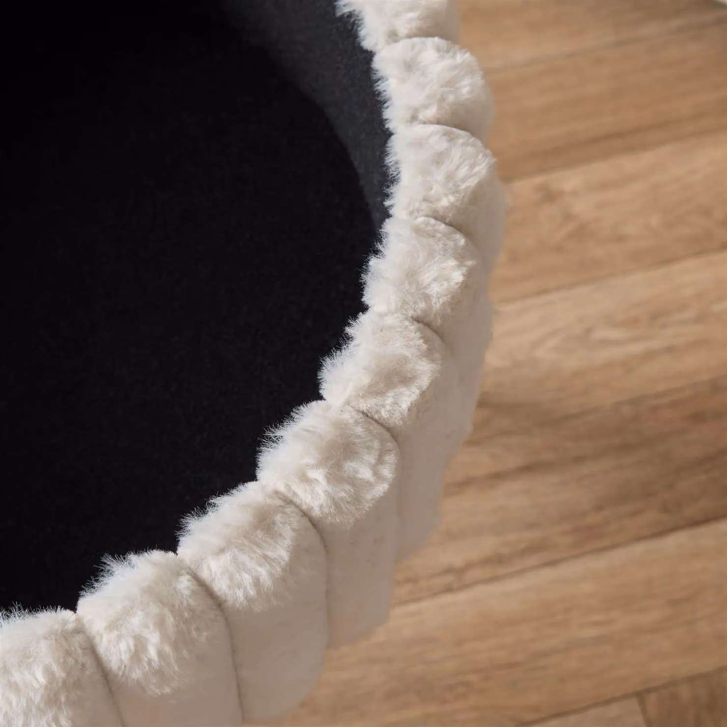 OHS Ribbed Faux Fur Vanity Stool and Storage Ottoman with Metal Hairpin Legs in Cream – 2