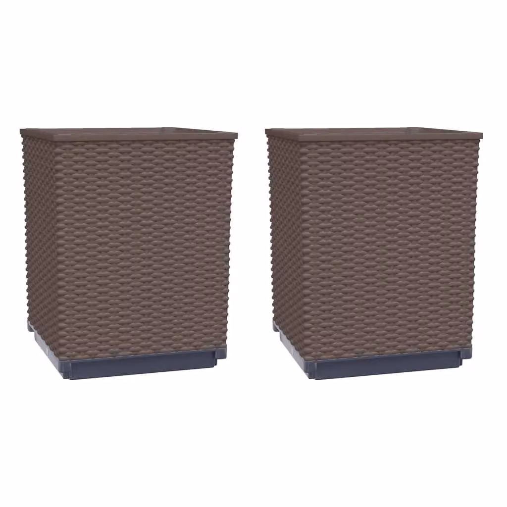 Berkfield Home Brown Polypropylene Planter Tub, 2 Pack, W/D/H: 30 x 30 x 37 cm – 2