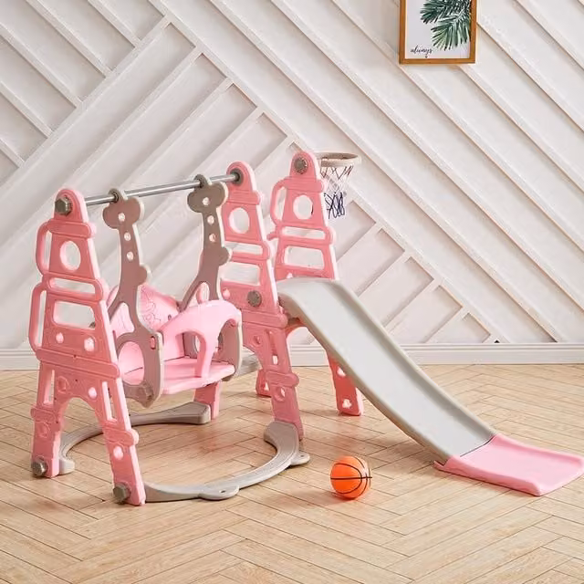 Livingandhome Toddler Swing and Slide Set in Pink