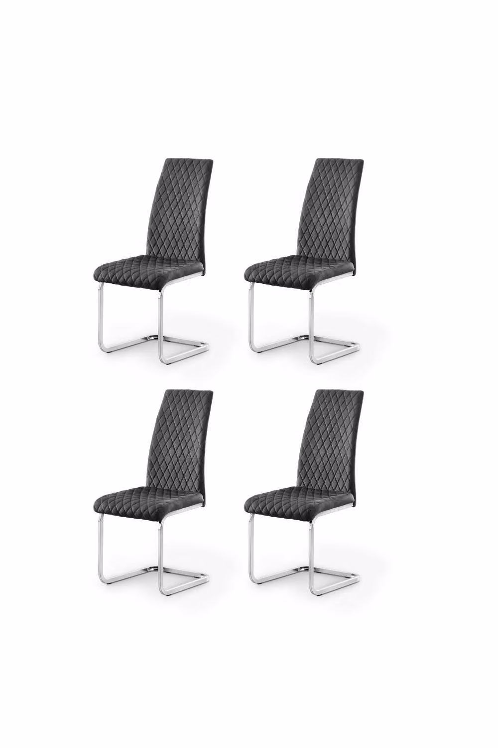 Julian Bowen Calabria Set of 4 Grey Velvet Cantilever Dining Chairs – 3