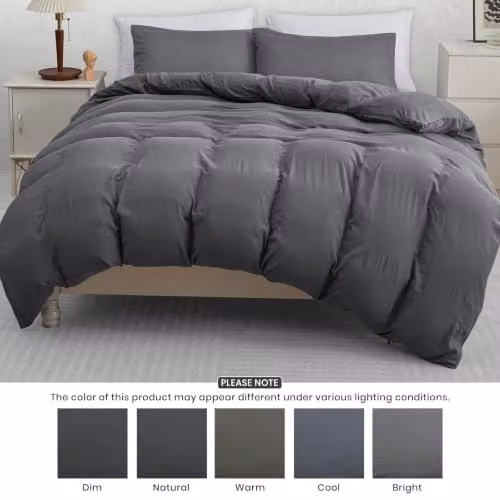 Pamposh Pack of 4 Grey Microfibre Double Duvet Set, W/D/H: 200 x 200 cm – 2