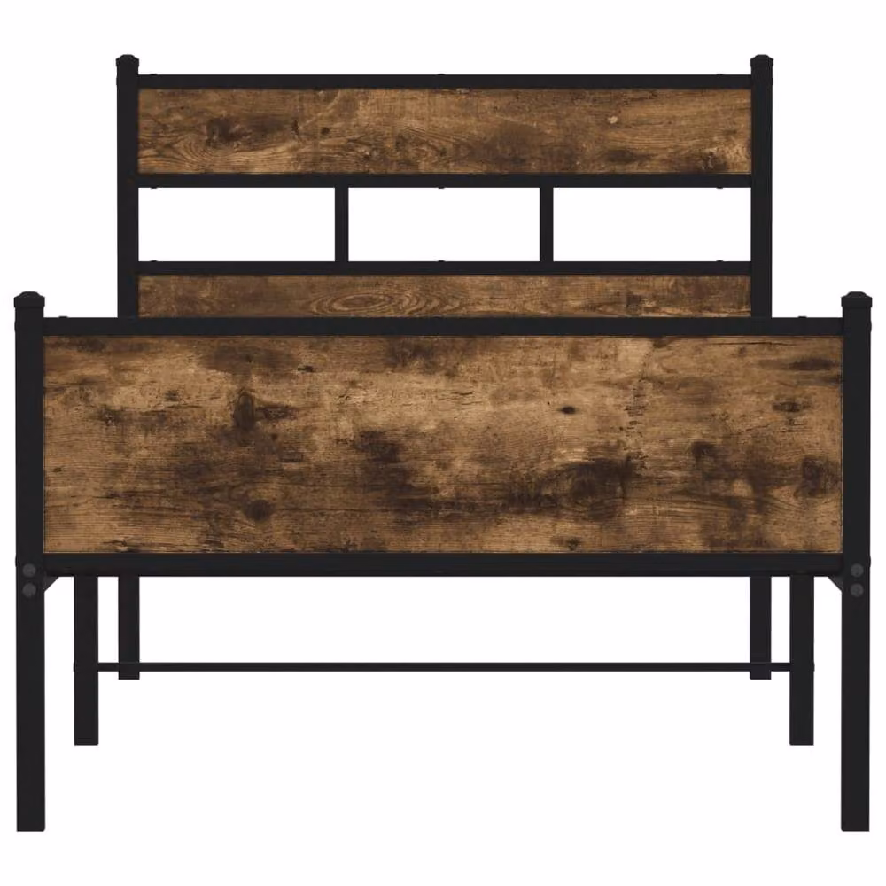 Berkfield Home Single Bed Frame in Smoked Oak and Brown Engineered Wood, W/D/H: 90 x 190 cm – 4
