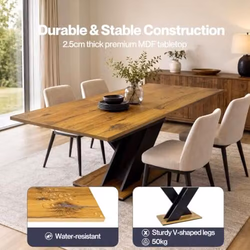 Levede Scandinavian Extendable Dining Table in Brown and Black, Rectangular Wood Table with Butterfly Leaf, W/D/H: 120 x 80 x 75 cm – 5