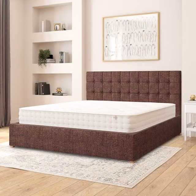 Aspire Sinatra Fabric Ottoman Storage Bed in Chocolate Yorkshire Knit Fabric, Superking, 200 x 200 cm