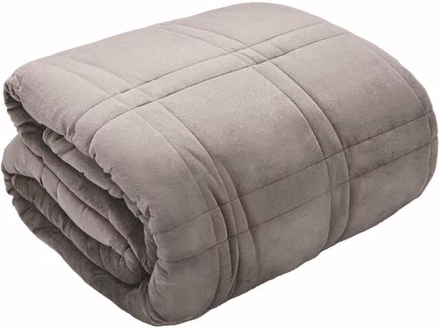 HomeSpace Direct Velour Weighted Blanket in Silver/Grey, W: 150 cm