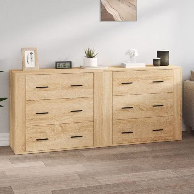 Berkfield Home Set of 2 Sonoma Oak Sideboards in Brown Engineered Wood