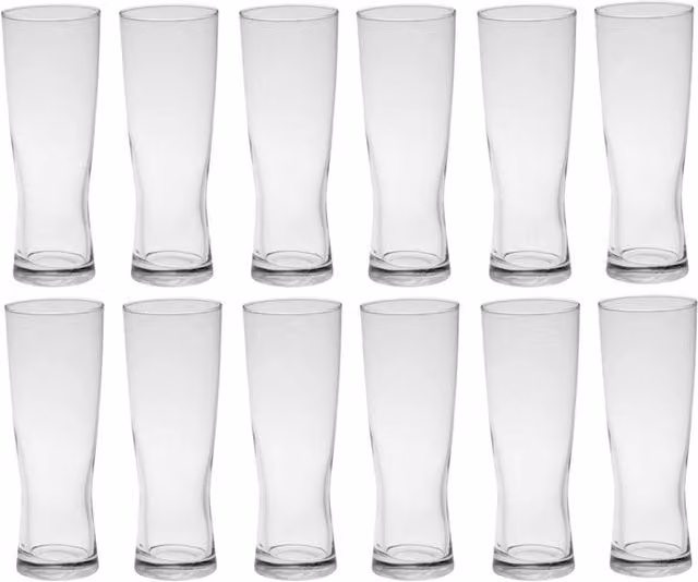 EONLION Set of 12 Clear Beer Glasses, 360ml Each – 1