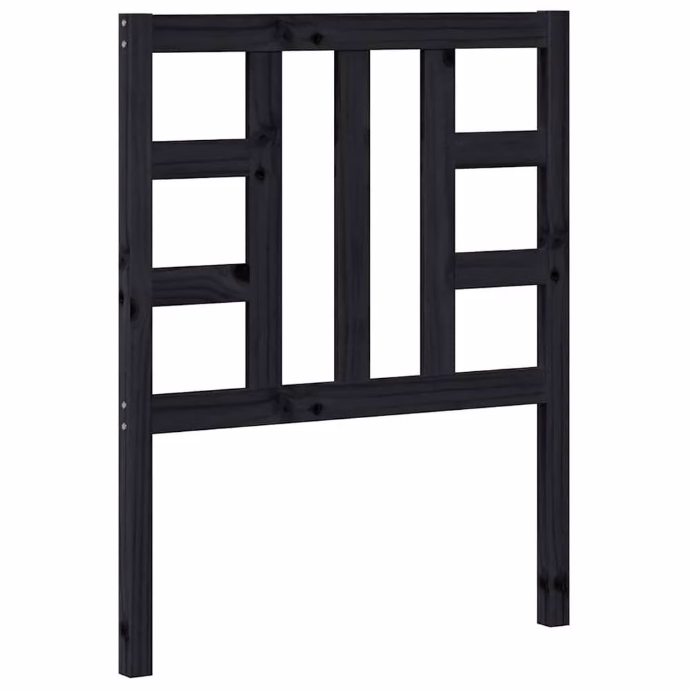 Berkfield Home Beautiful Solid Wood Pine Bed Headboard in Black, W/D/H: 81 x 4 x 100 cm – 2
