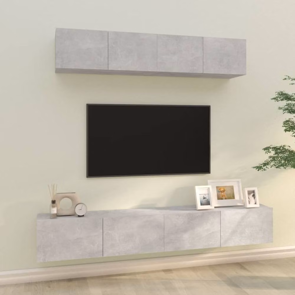 Berkfield Home 4 Piece Concrete Grey Engineered Wood TV Cabinet Set – 2