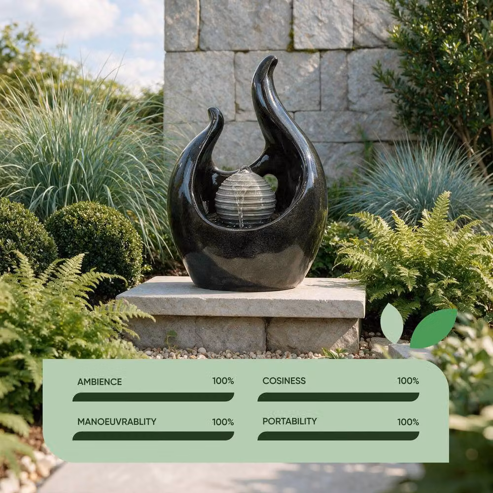 Gardenwize Solar Baroque Style Water Feature with Battery Backup in Dark Brown – 5