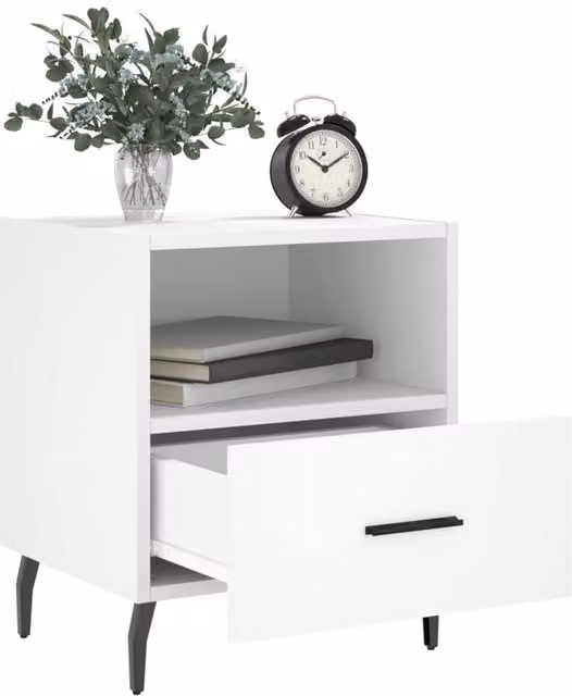 Berkfield Home Modern Bedside Cabinets, 2 Piece Set in White, W/D/H: 40 x 35 x 47.5 cm