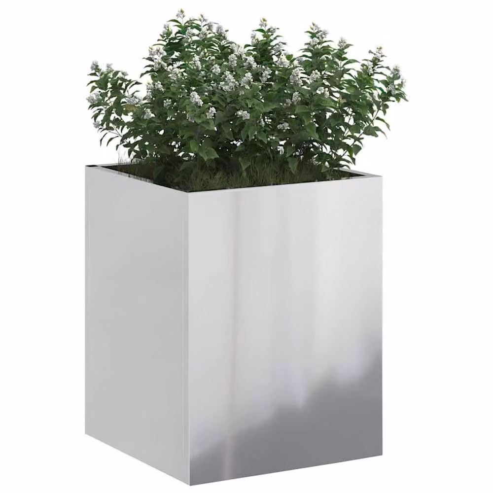 Berkfield Home Garden Planter Tub in Silver Galvanised Steel, W/D/H: 40.0 x 32.0 x 32.0 cm – 3