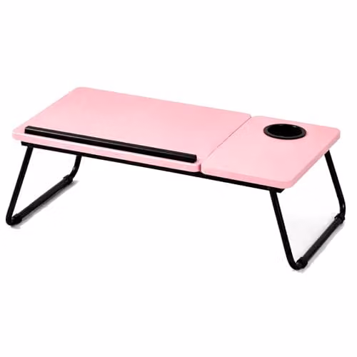 iTrend 2-in-1 Foldable Laptop Desk with Adjustable Tilt and Cup Holder, Pink – 2
