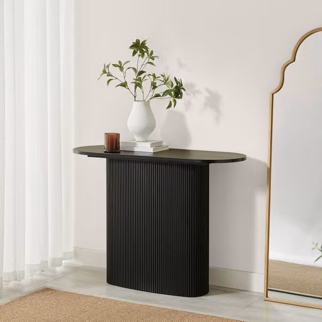 FurnitureboxUK Penrose Rounded Black Wood Console Table – 1