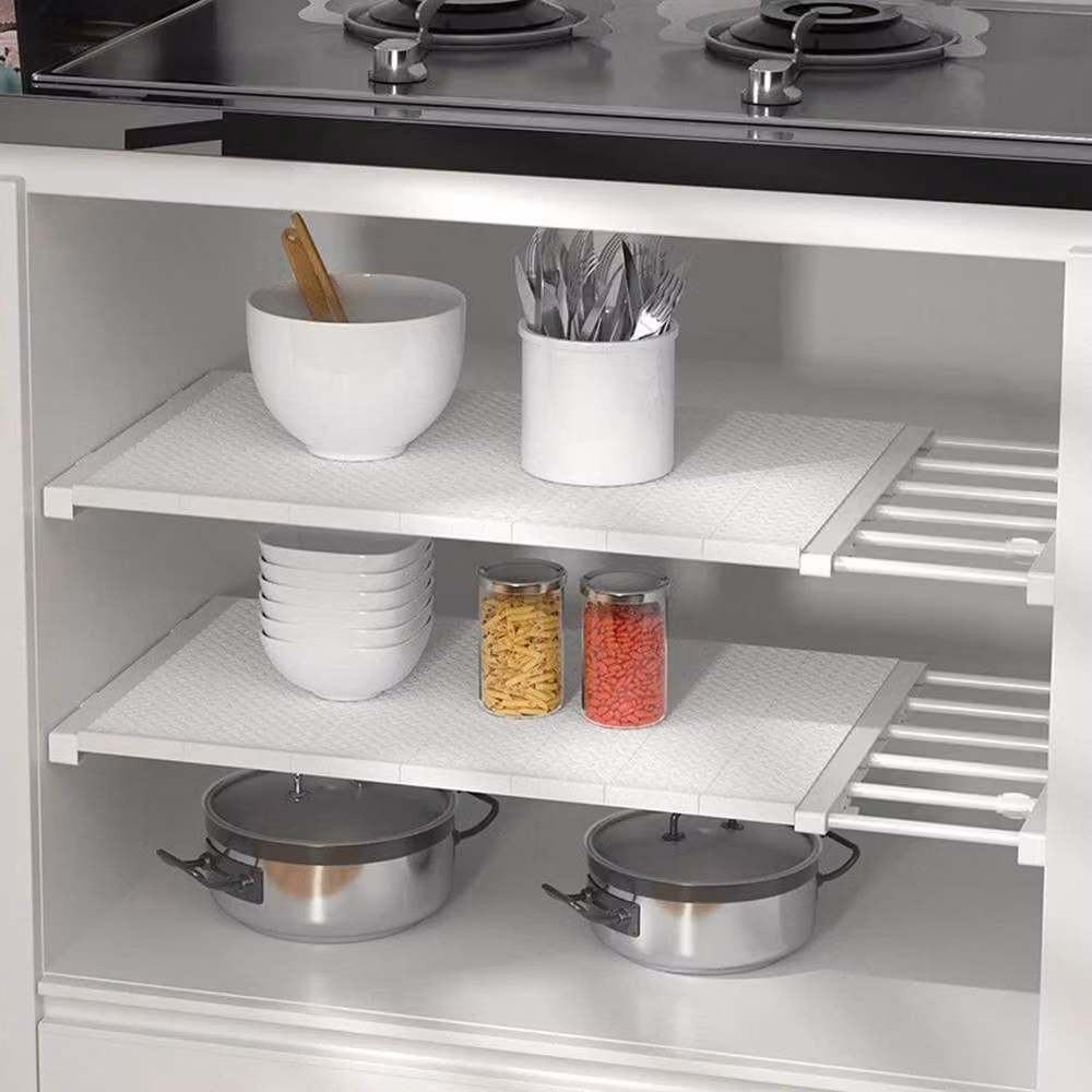 FLAVORA Extendable Under Sink Kitchen Storage Rack, White – 3