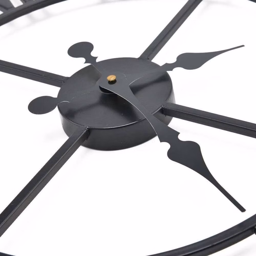 Kelvenix Black Round Outdoor Garden Wall Clock with Silent Quartz Movement and Roman Numerals, Diameter: 40 cm – 5