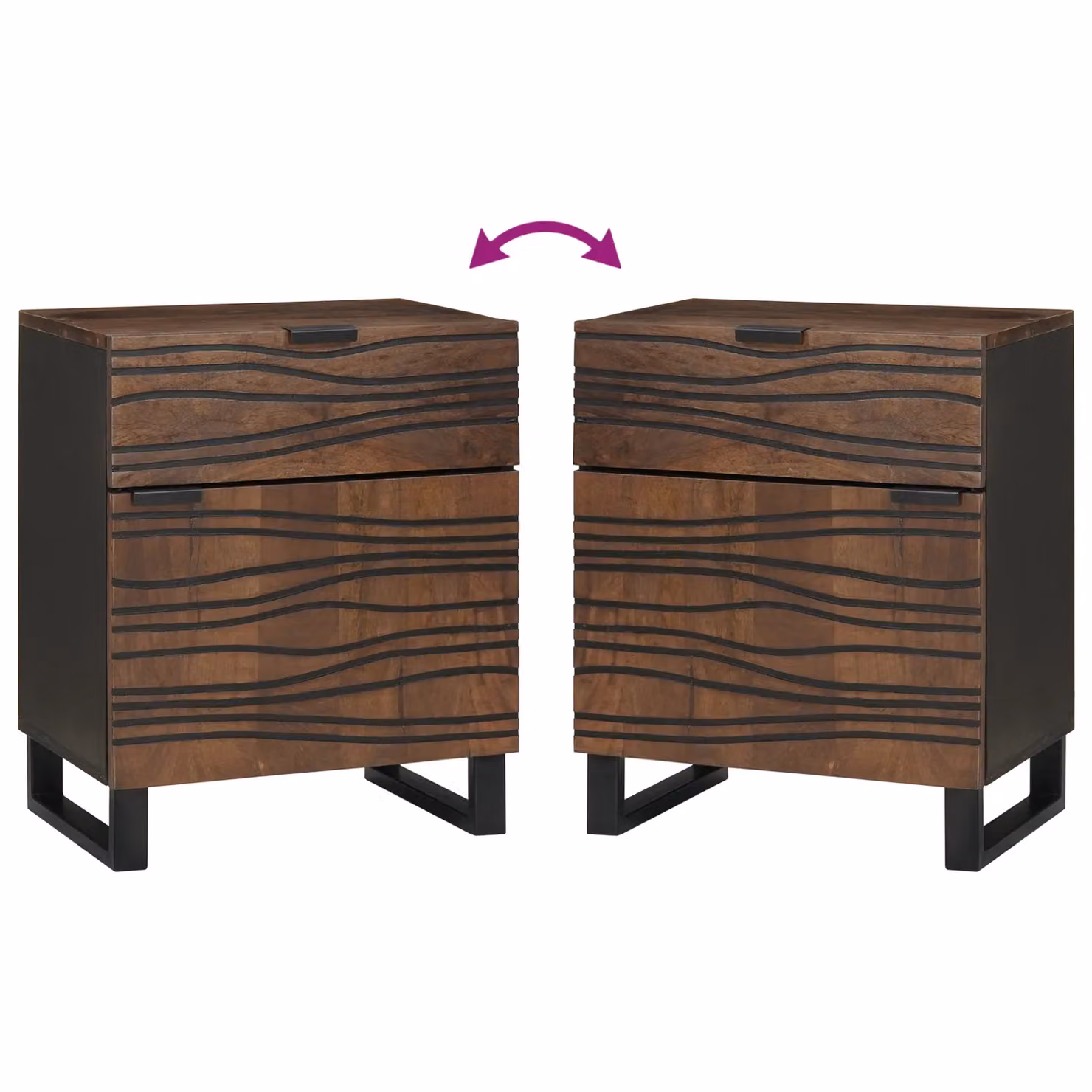 Berkfield Home Bedside Cabinet in Brown Solid Walnut Wood W/D/H: 50 x 33 x 60 cm – 6