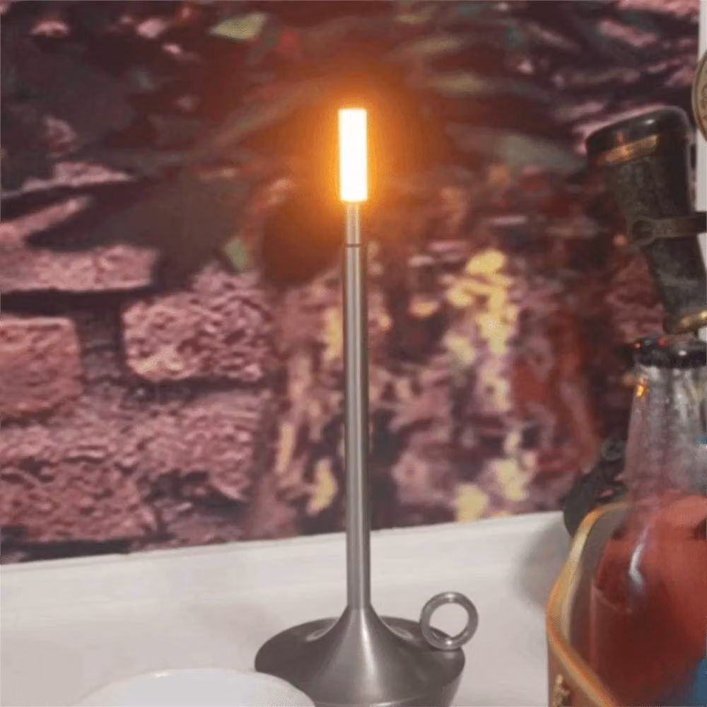 PAWNORA Silver LED Taper Candle Charging Bar Tabletop Lamp – 4