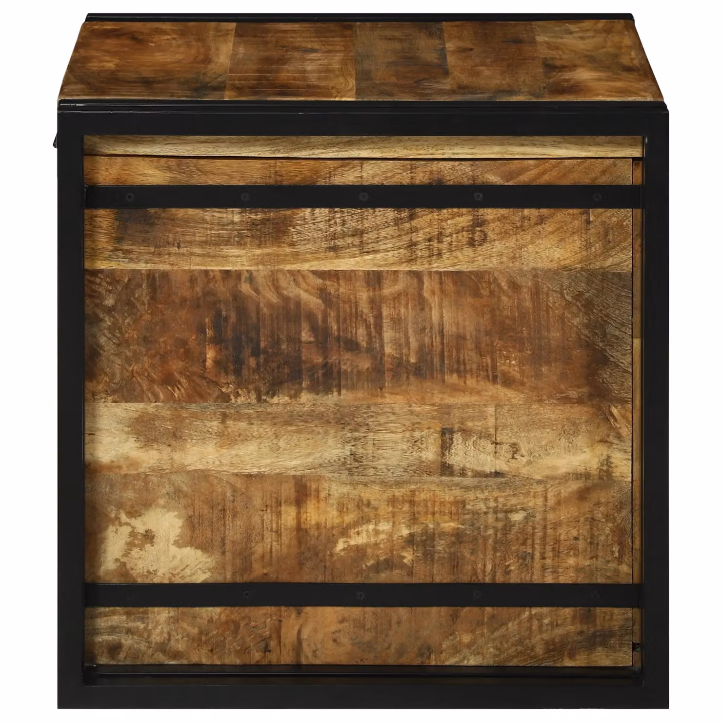 Berkfield Home Rustic Solid Mango Wood Storage Box in Brown, W/D/H: 50 x 50 x 50 cm – 3