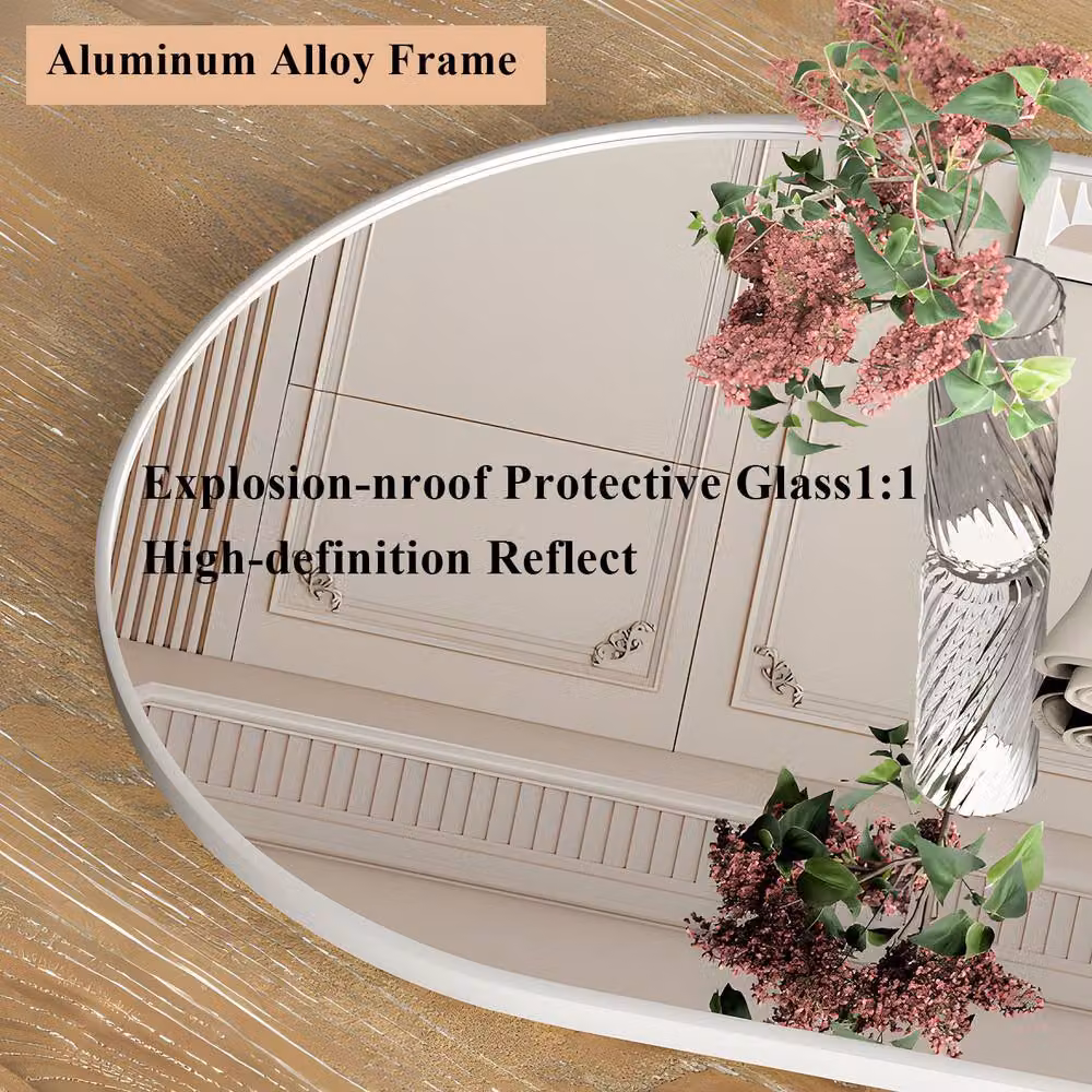 CASSILANDO Modern White Arch Floor Mirror, H 162 cm x W 53 cm x D 1.4 cm – 3