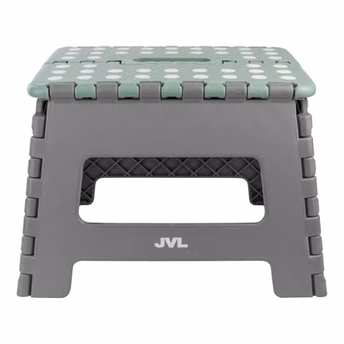 JVL Small Folding Step Stool in Grey or Green, Lightweight Plastic Stool for Kitchen, Bathroom and Children, W/D/H: 25 x 22 x 32 cm – 2